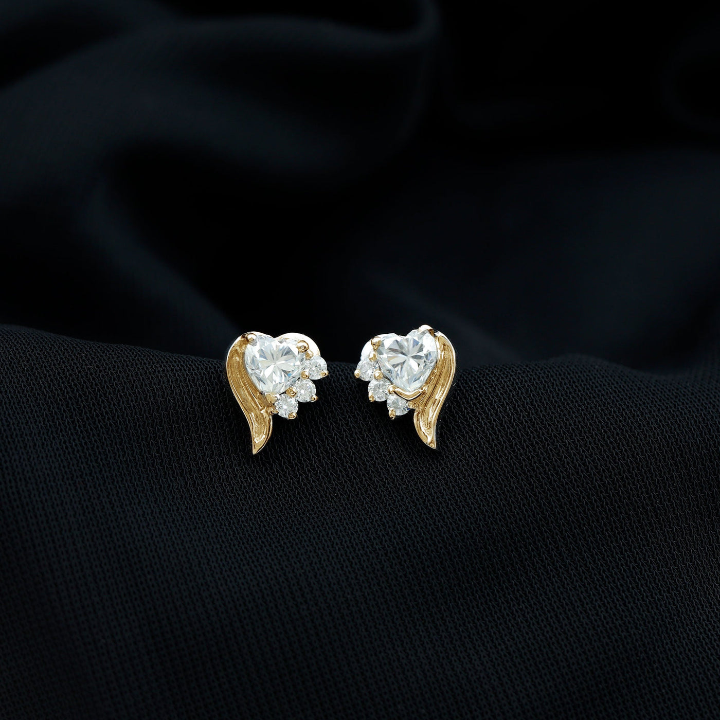 Heart Shape Moissanite Stud Earrings with Screw Back Rosec Jewels