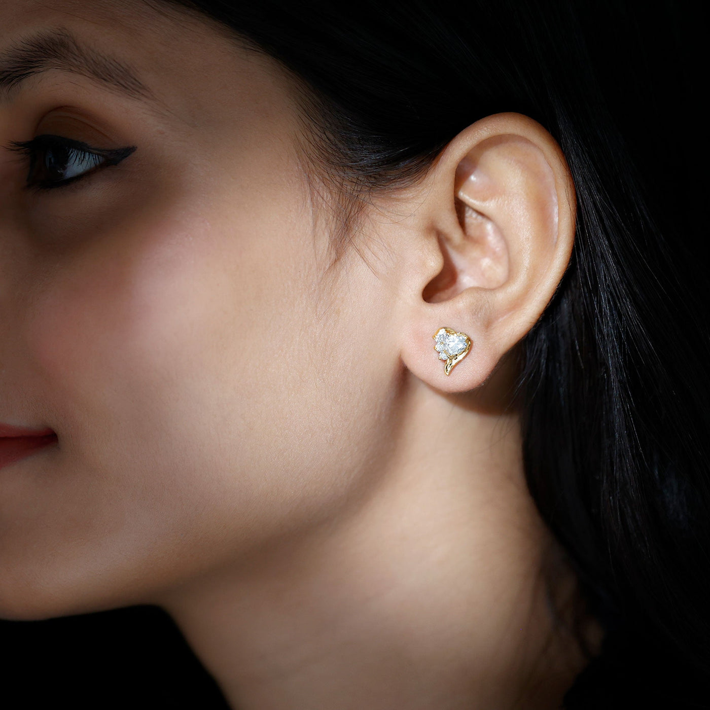 Heart Shape Moissanite Stud Earrings with Screw Back Rosec Jewels