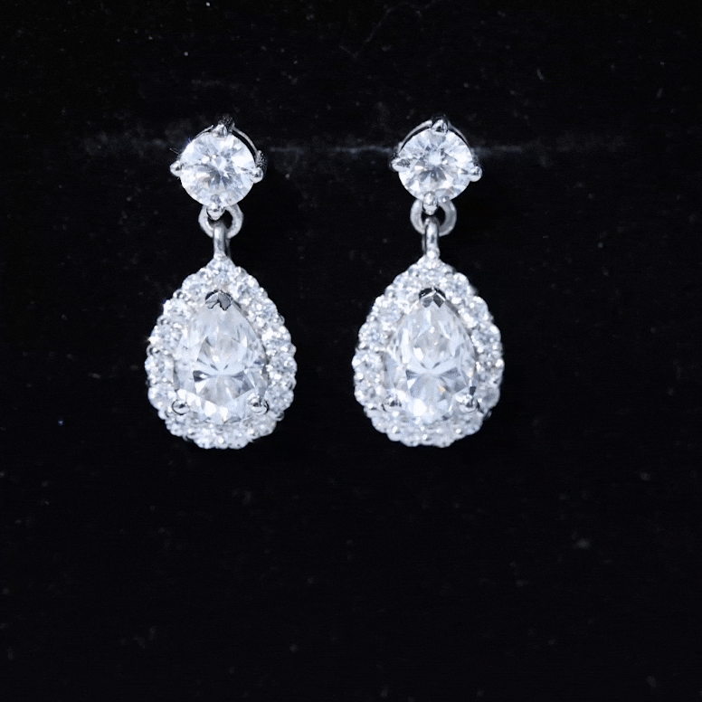 1.5 Carat Moissanite Bridal Dangle Earrings in Prong Setting Rosec Jewels