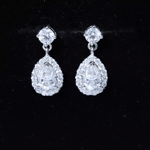 1.5 Carat Moissanite Bridal Dangle Earrings in Prong Setting Rosec Jewels
