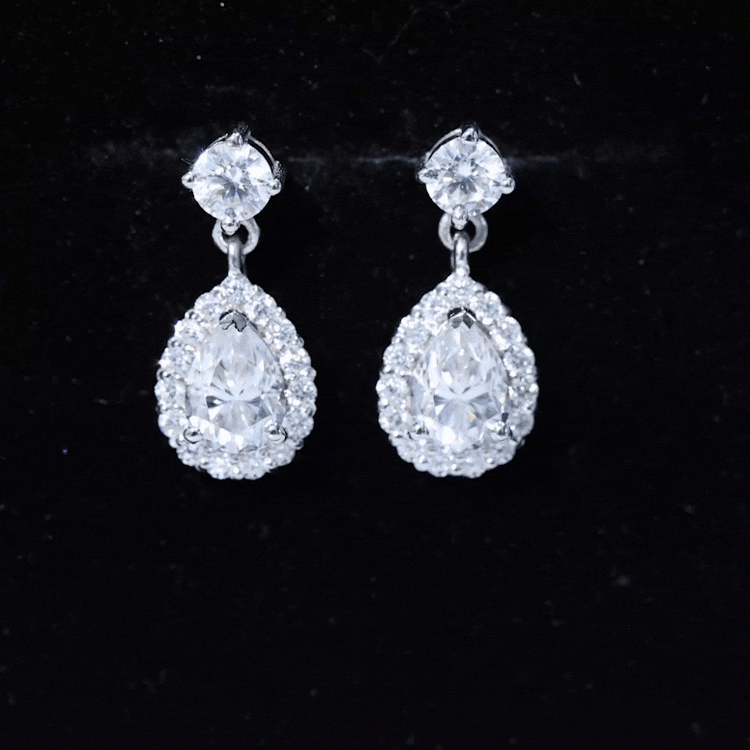 1.5 Carat Moissanite Bridal Dangle Earrings in Prong Setting Rosec Jewels