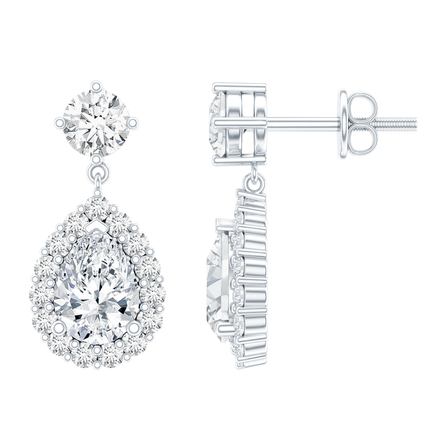 1.5 Carat Moissanite Bridal Dangle Earrings in Prong Setting Rosec Jewels