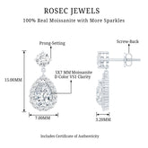 1.5 Carat Moissanite Bridal Dangle Earrings in Prong Setting Rosec Jewels