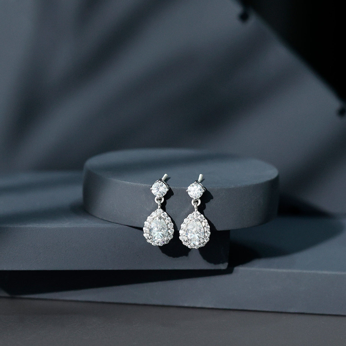 1.5 Carat Moissanite Bridal Dangle Earrings in Prong Setting Rosec Jewels