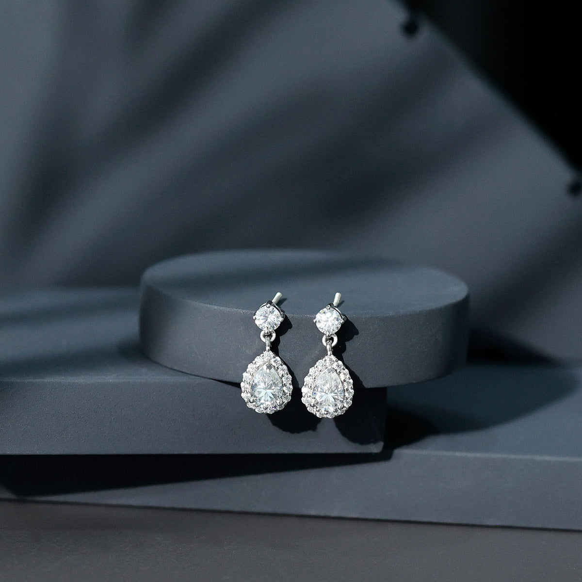 1.5 Carat Moissanite Bridal Dangle Earrings in Prong Setting Rosec Jewels