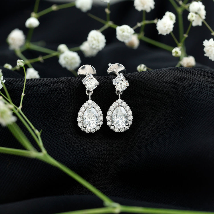 1.5 Carat Moissanite Bridal Dangle Earrings in Prong Setting Rosec Jewels
