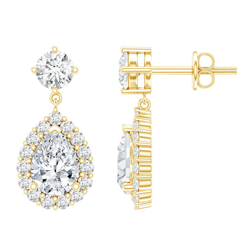 1.5 Carat Moissanite Bridal Dangle Earrings in Prong Setting Rosec Jewels
