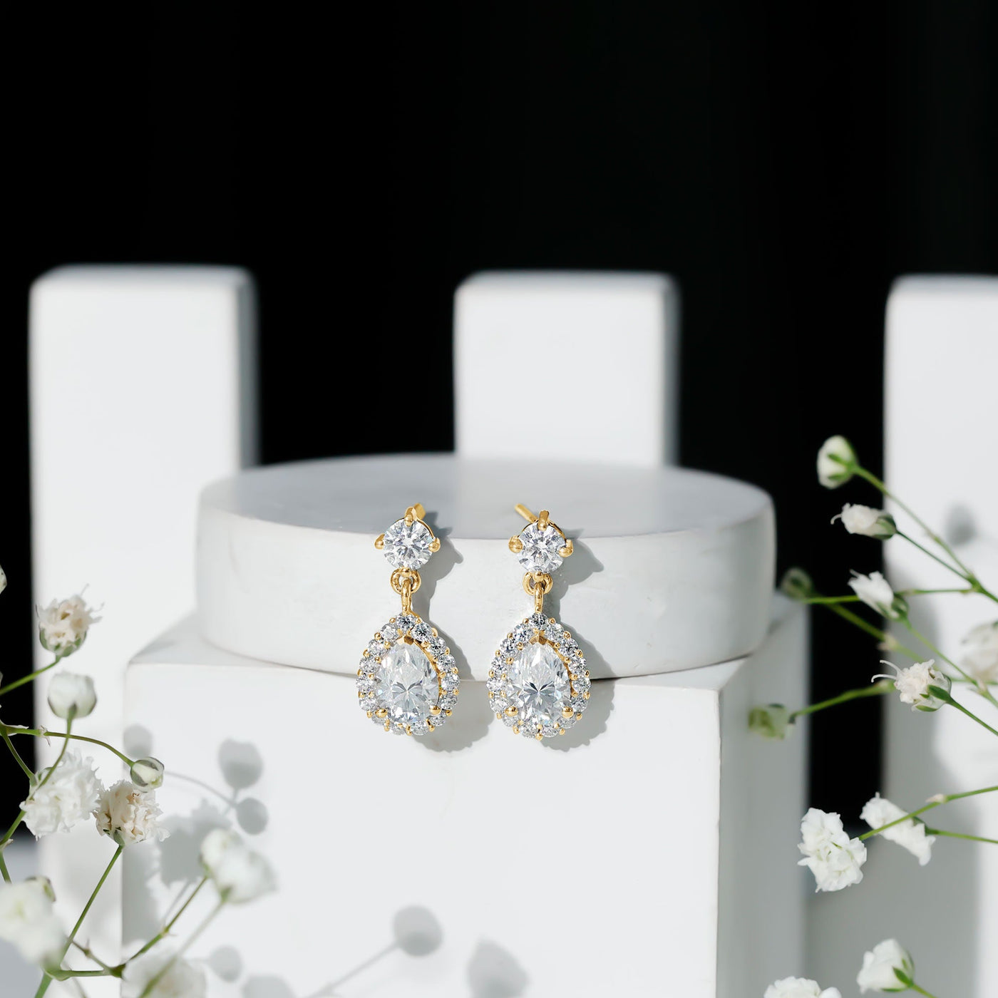 1.5 Carat Moissanite Bridal Dangle Earrings in Prong Setting Rosec Jewels
