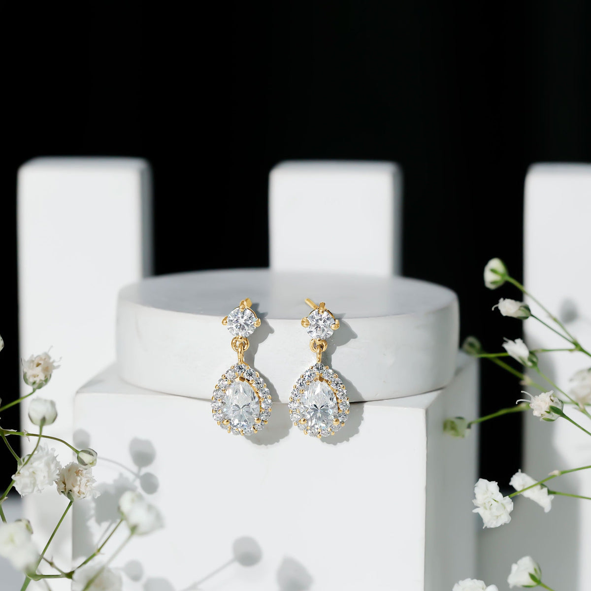 1.5 Carat Moissanite Bridal Dangle Earrings in Prong Setting Rosec Jewels