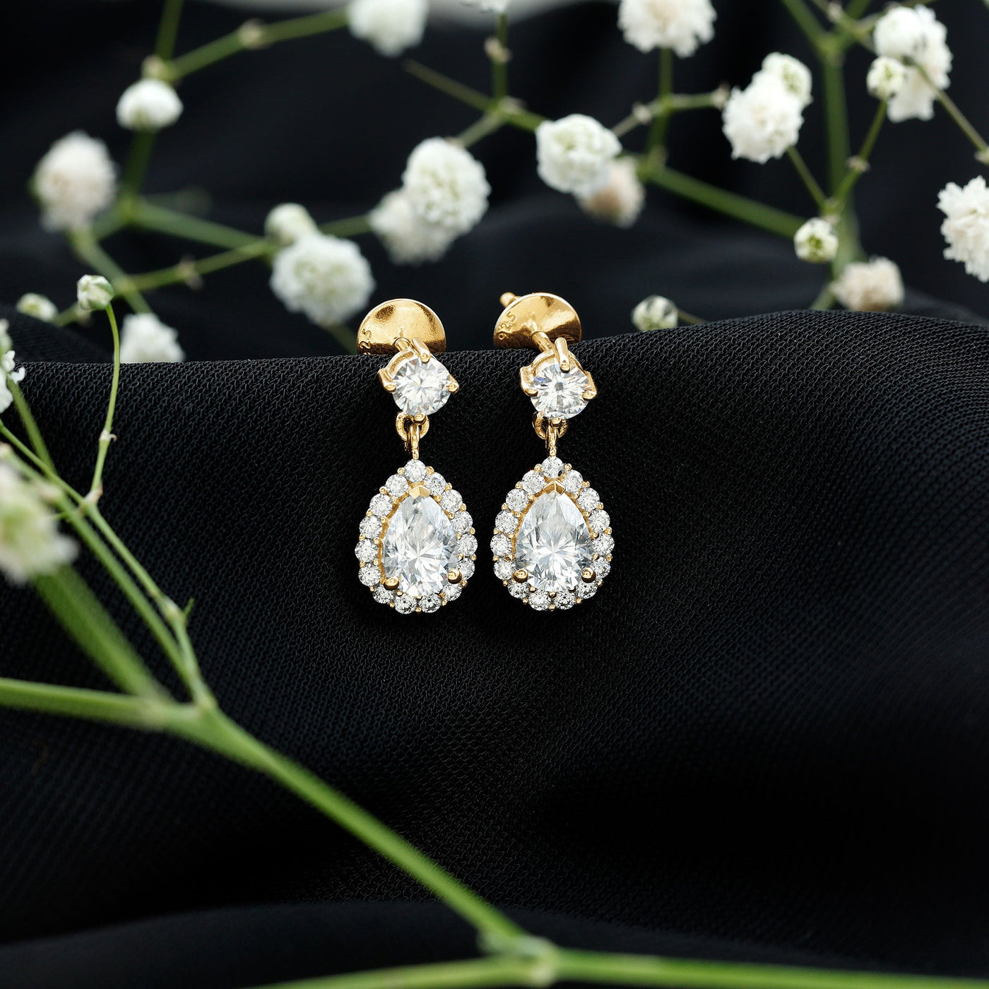 1.5 Carat Moissanite Bridal Dangle Earrings in Prong Setting Rosec Jewels
