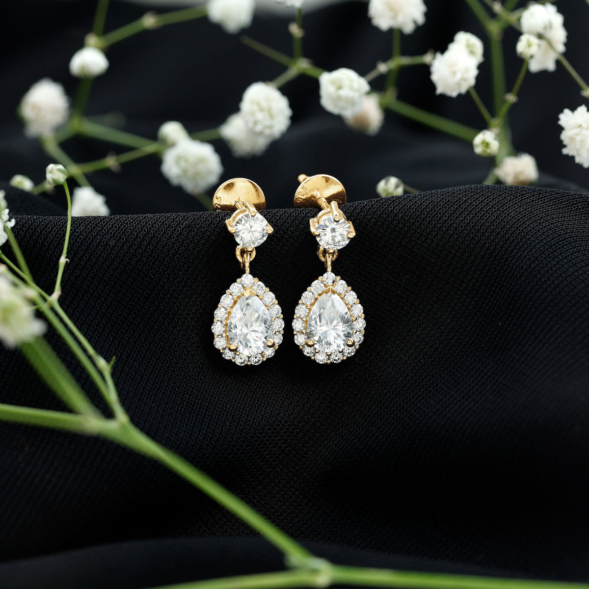 1.5 Carat Moissanite Bridal Dangle Earrings in Prong Setting Rosec Jewels