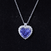 Lab Grown Blue Sapphire Heart of the Ocean Necklace Rosec Jewels