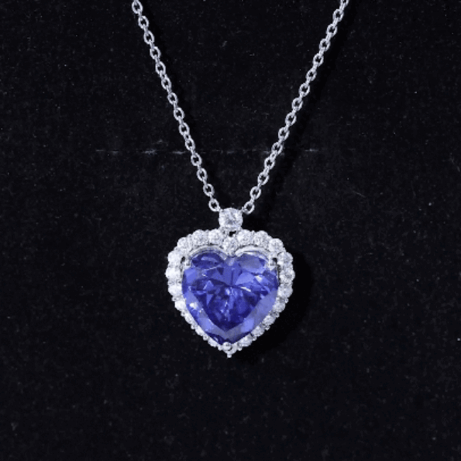 Lab Grown Blue Sapphire Heart of the Ocean Necklace Rosec Jewels