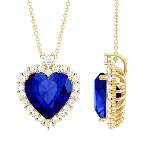 Lab Grown Blue Sapphire Heart of the Ocean Necklace Rosec Jewels