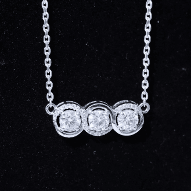 Certified Lab Grown Diamond 3 Stone Necklace For Her Rosec Jewels