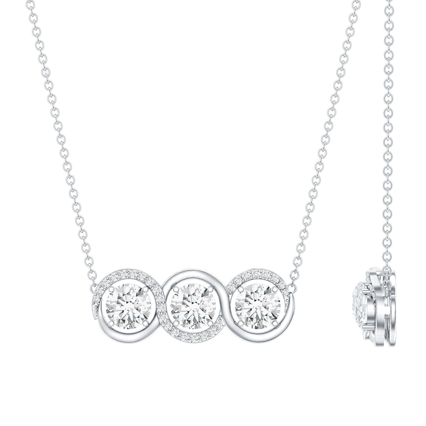 Certified Lab Grown Diamond 3 Stone Necklace For Her Rosec Jewels