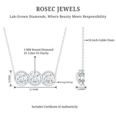 Certified Lab Grown Diamond 3 Stone Necklace For Her Rosec Jewels
