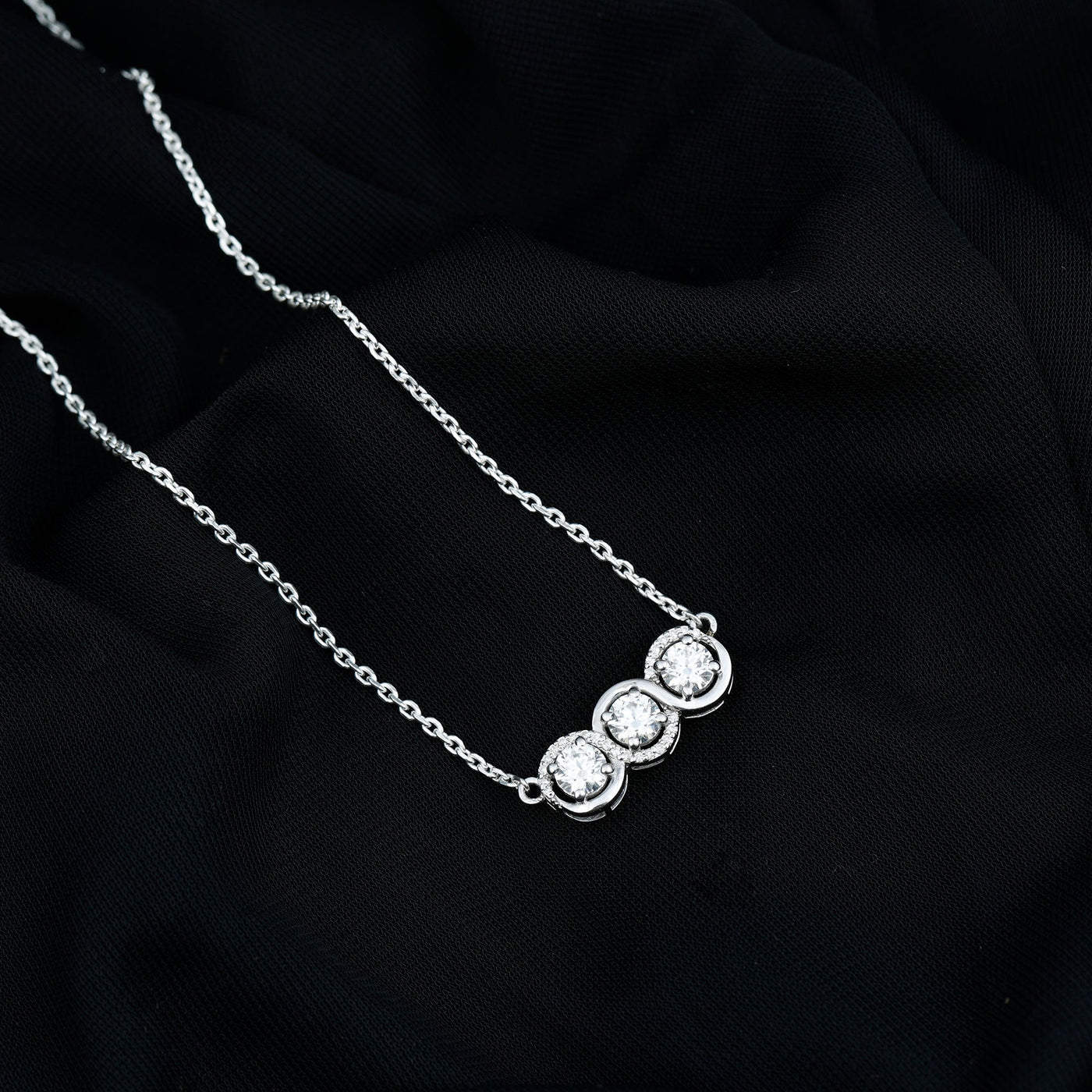 Certified Lab Grown Diamond 3 Stone Necklace For Her Rosec Jewels