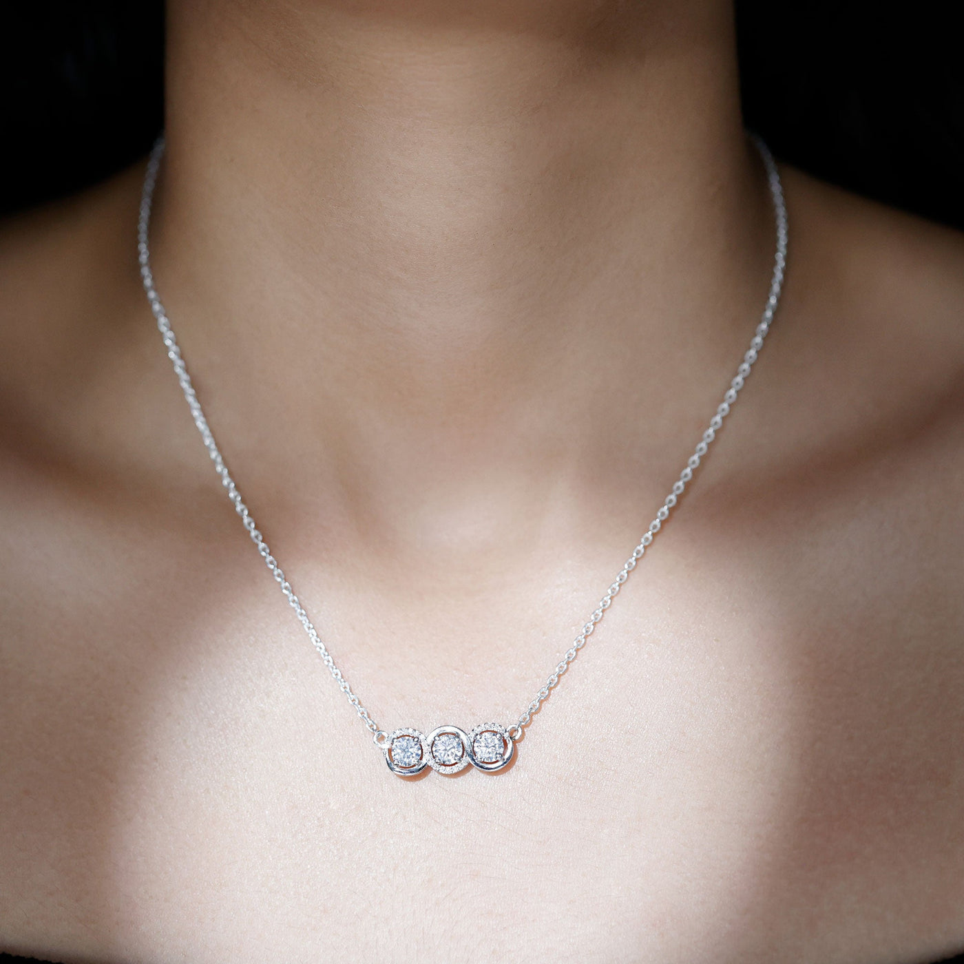 Certified Lab Grown Diamond 3 Stone Necklace For Her Rosec Jewels
