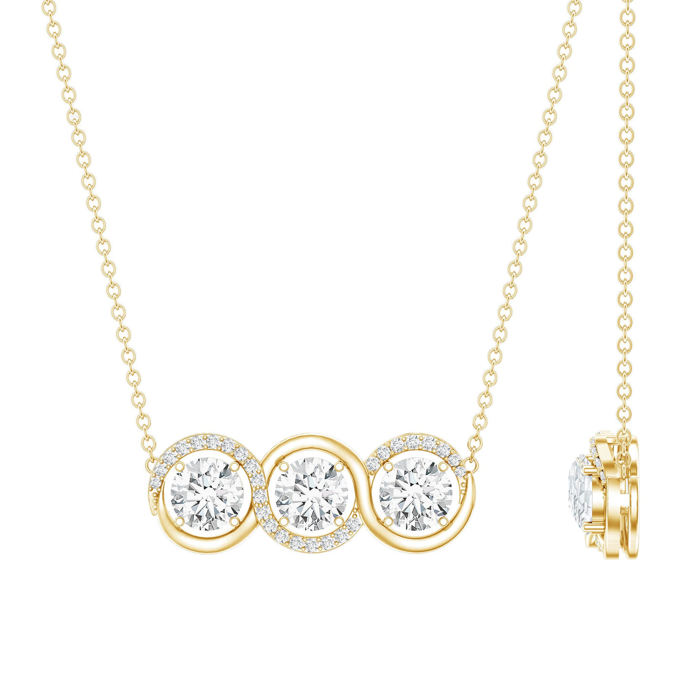 Certified Lab Grown Diamond 3 Stone Necklace For Her Rosec Jewels