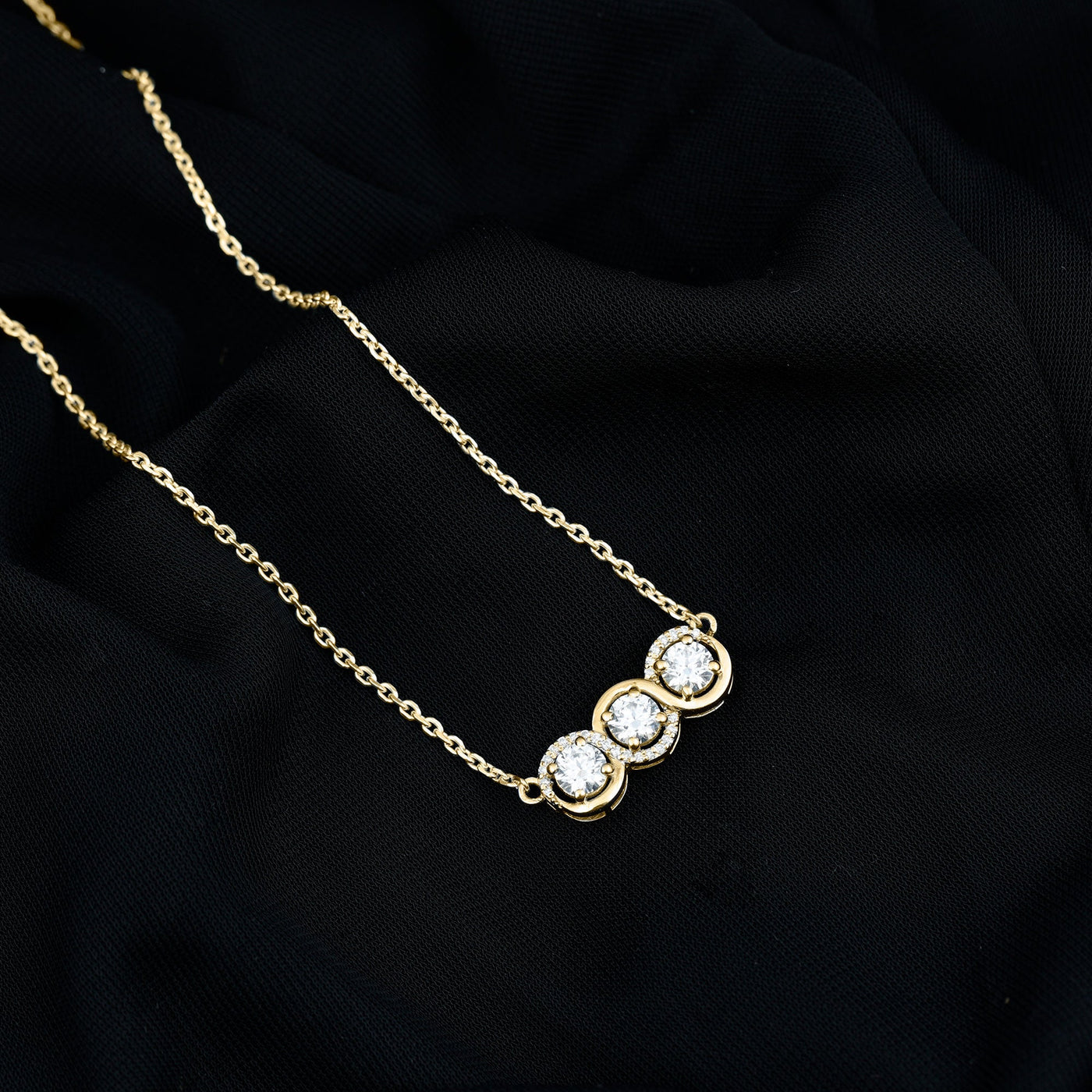 Certified Lab Grown Diamond 3 Stone Necklace For Her Rosec Jewels