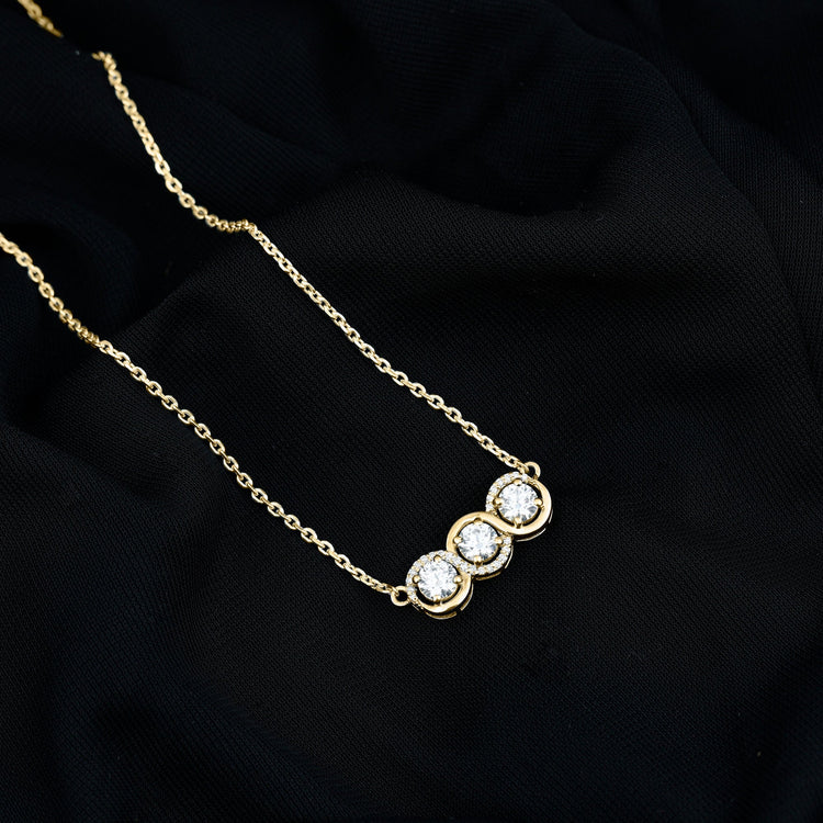 Certified Lab Grown Diamond 3 Stone Necklace For Her Rosec Jewels