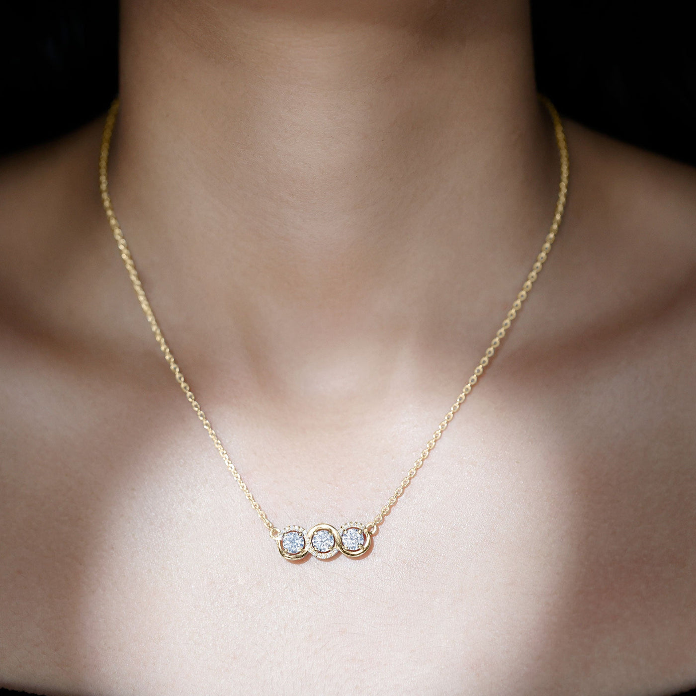 Certified Lab Grown Diamond 3 Stone Necklace For Her Rosec Jewels
