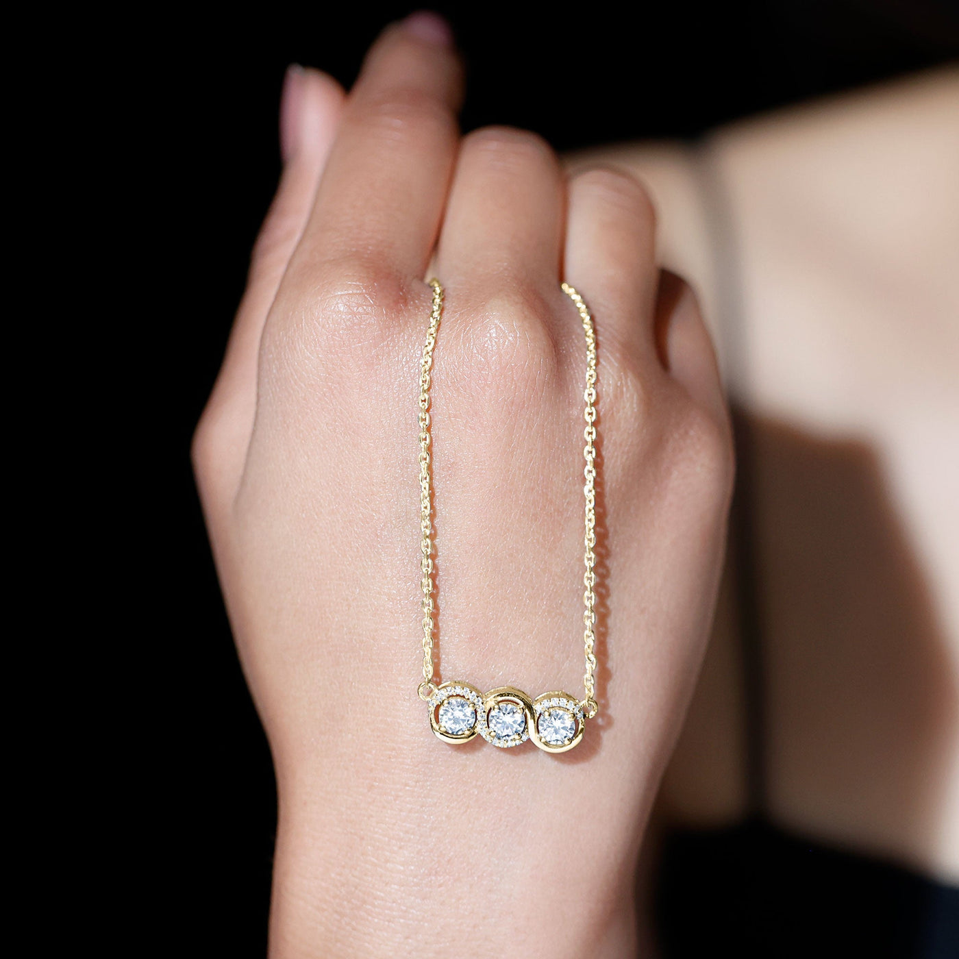 Certified Lab Grown Diamond 3 Stone Necklace For Her Rosec Jewels