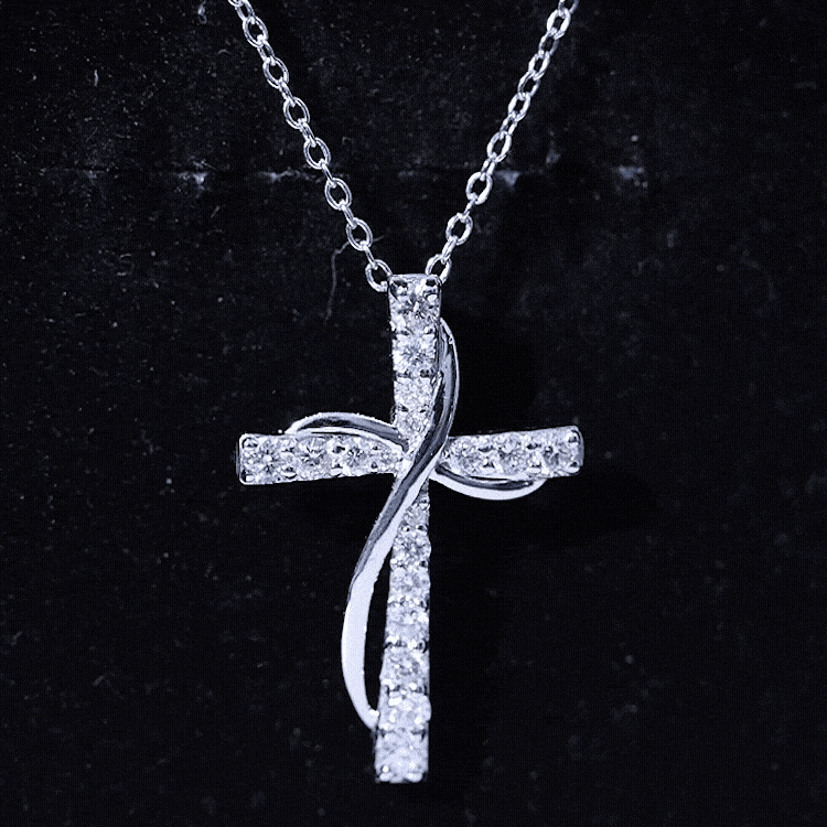 Pave Set Lab Grown Diamond Double Cross Necklace Rosec Jewels