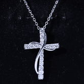 Pave Set Lab Grown Diamond Double Cross Necklace Rosec Jewels