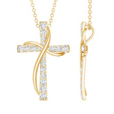 Pave Set Lab Grown Diamond Double Cross Necklace Rosec Jewels
