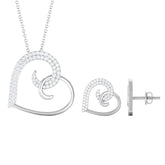 Modern Heart Necklace and Earrings Set with Certified Moissanite Rosec Jewels