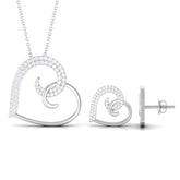 Modern Heart Necklace and Earrings Set with Certified Moissanite Rosec Jewels