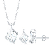 Pear and Round Shape Moissanite Teardrop Jewelry Set for Women Rosec Jewels