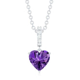 0.90 CT Natural Heart-Shaped Amethyst & Diamond Pendant Necklace Rosec Jewels