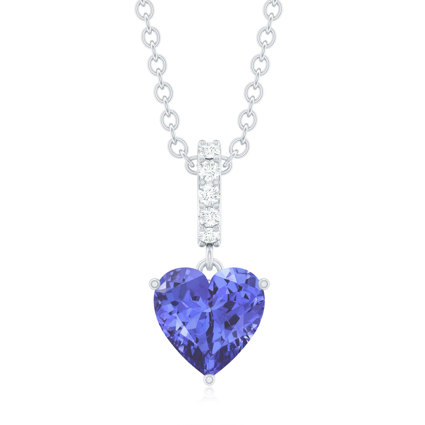 0.9 Carat Solitaire Tanzanite Heart Necklace with Diamond Bail Rosec Jewels
