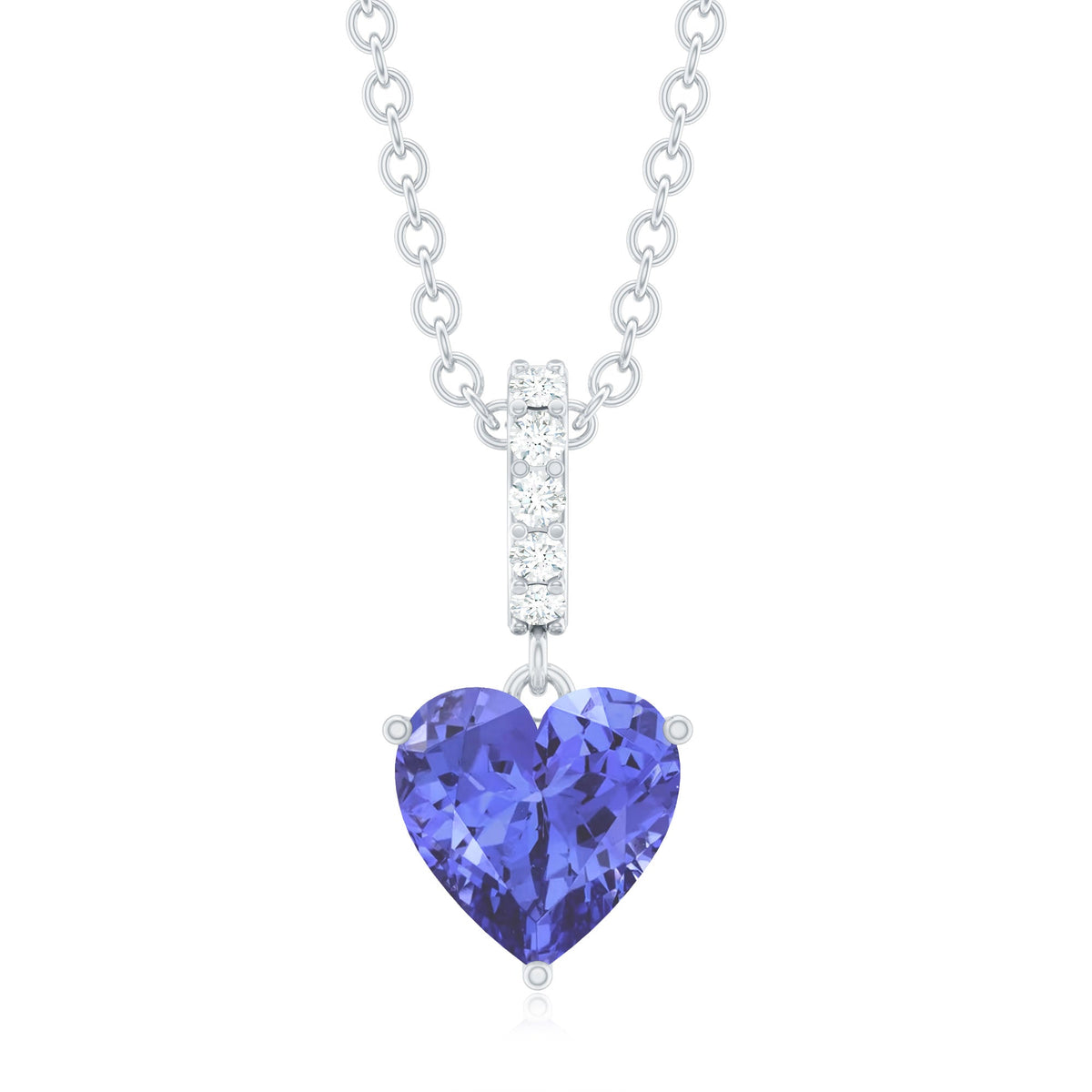 0.9 Carat Solitaire Tanzanite Heart Necklace with Diamond Bail Rosec Jewels