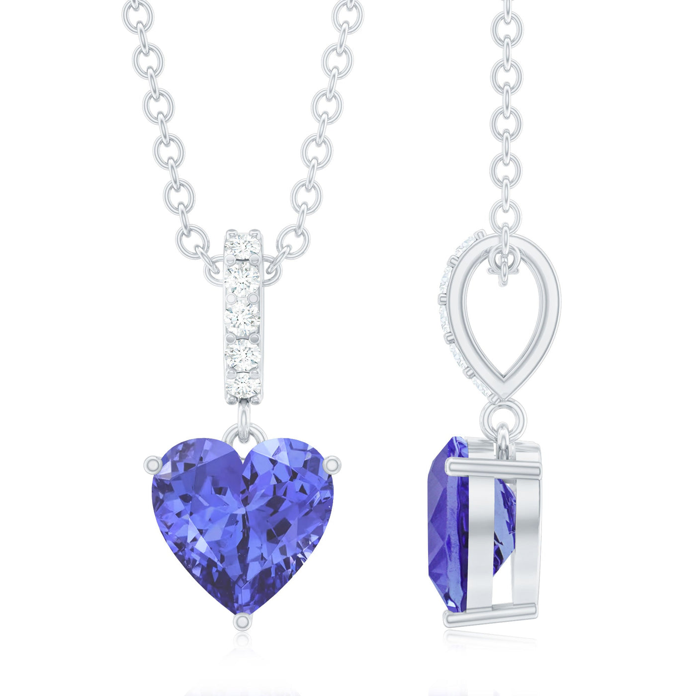 0.9 Carat Solitaire Tanzanite Heart Necklace with Diamond Bail Rosec Jewels