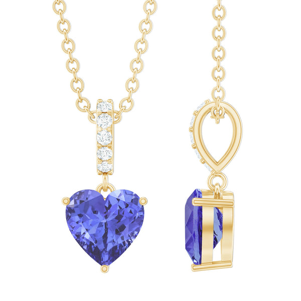 0.9 Carat Solitaire Tanzanite Heart Necklace with Diamond Bail Rosec Jewels