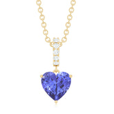 0.9 Carat Solitaire Tanzanite Heart Necklace with Diamond Bail Rosec Jewels
