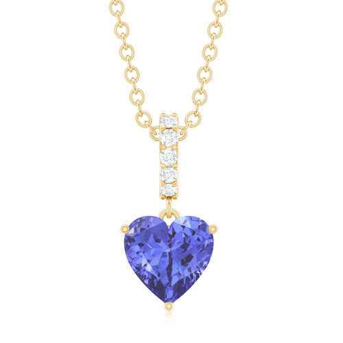 0.9 Carat Solitaire Tanzanite Heart Necklace with Diamond Bail Rosec Jewels