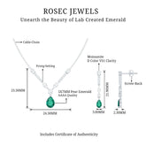 Lab Created Emerald and Moissanite Bridal Necklace Earrings Set Rosec Jewels