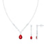 Lab Created Ruby and Moissanite Teardrop Necklace Earrings Set Rosec Jewels