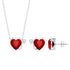 Lab Grown Ruby Heart Necklace And Earrings Set With Diamond Rosec Jewels