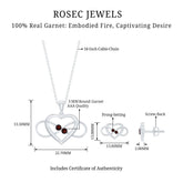Natural Garnet Heart Infinity Necklace and Earrings Set Rosec Jewels