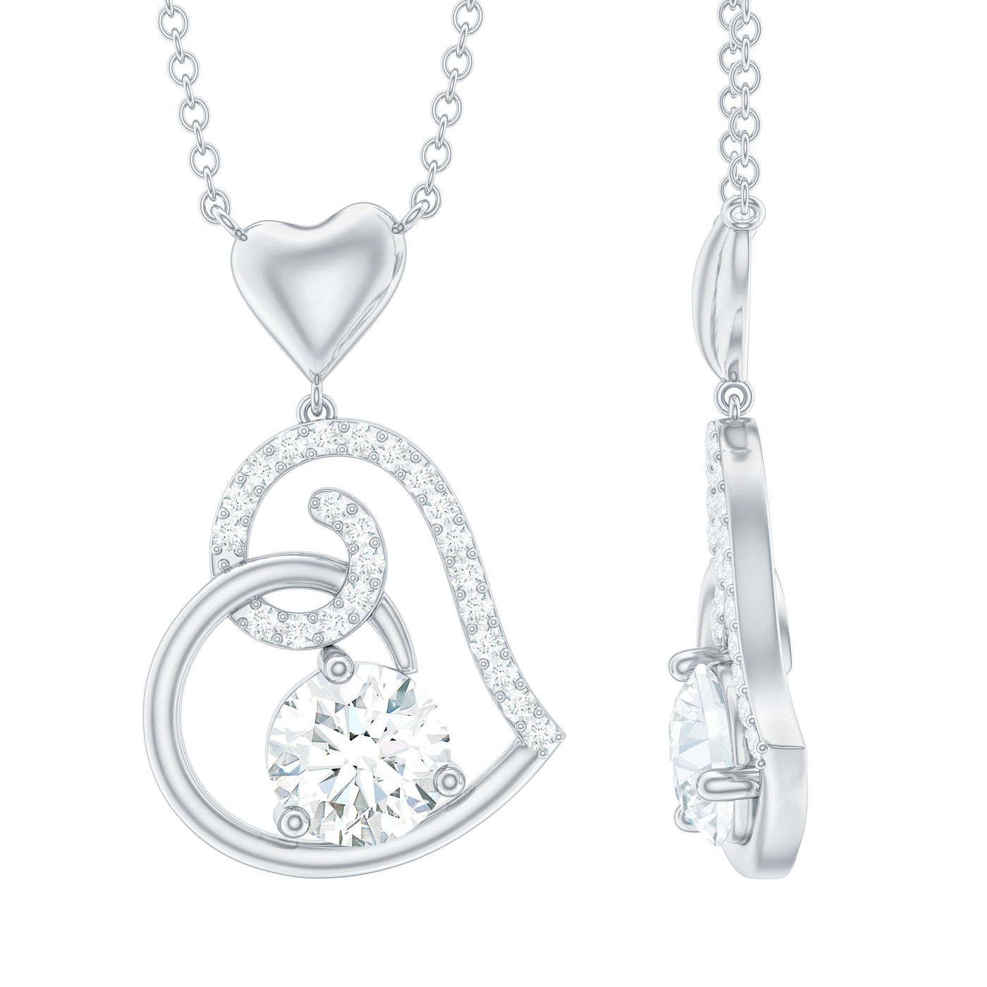Certified Moissanite Heart Drop Pendant for Women Rosec Jewels