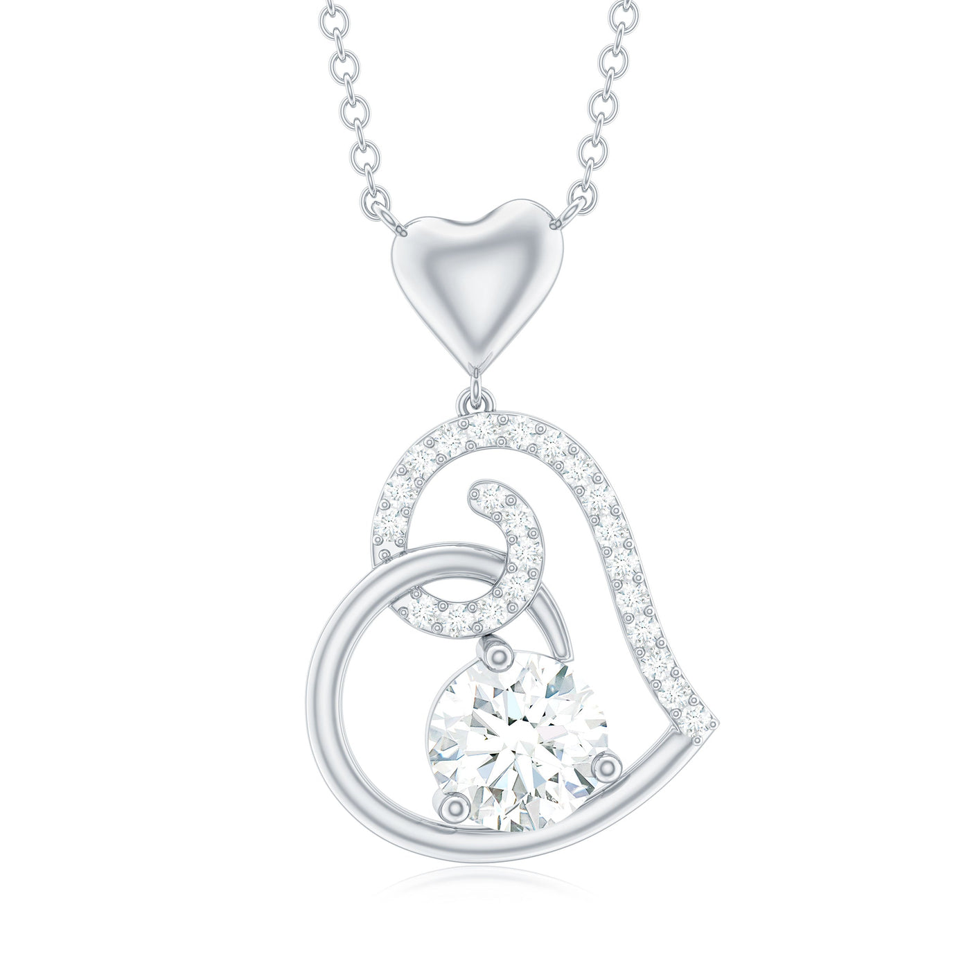 Certified Moissanite Heart Drop Pendant for Women Rosec Jewels