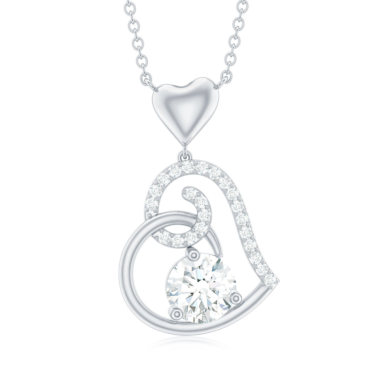 Certified Moissanite Heart Drop Pendant for Women Rosec Jewels