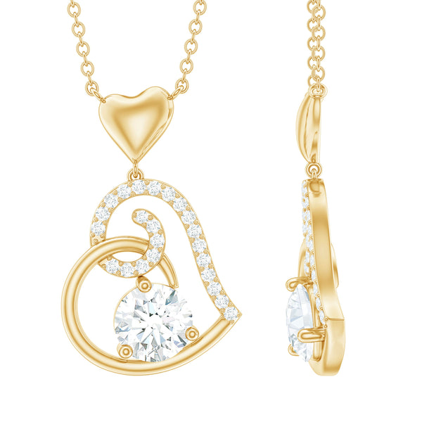 Certified Moissanite Heart Drop Pendant for Women Rosec Jewels