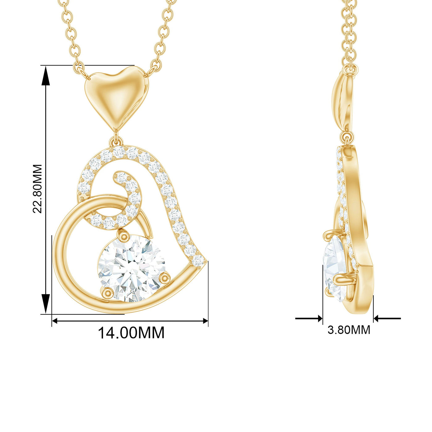 Certified Moissanite Heart Drop Pendant for Women Rosec Jewels